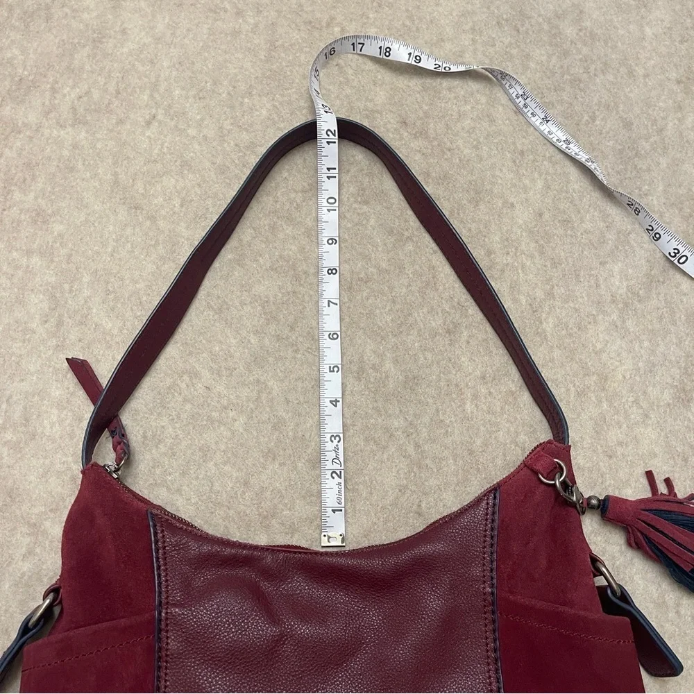 The Sak Marrón Soft Leather and Suede Hobo Zip Shoulder Handbag Purse
